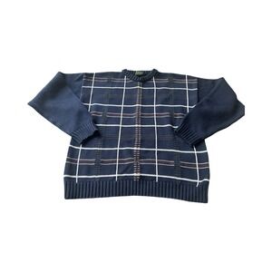 Vintage Club Room Sweater Mens‎ S Navy Striped Pullover Golf Rugby Outdoor